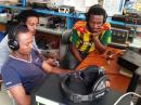 The increasingly active Ethiopian Amateur Radio Society's ET3AA was on during the 2015 ARRL 10 Meter Contest: (L-R) Robel Hayelom, Biniam Kassahun, and Efrim Dessalew. [Ken Claerbout, K4ZW, photo]